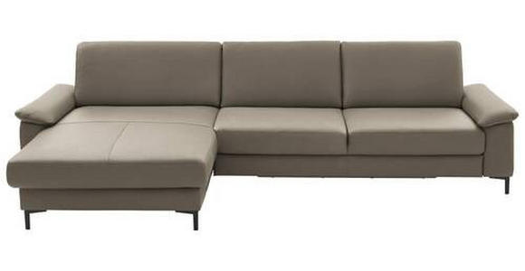 ECKSOFA in Echtleder Graubraun 176/334 cm - Graubraun/Schwarz, Design, Leder/Metall (176/334cm) - Dieter Knoll