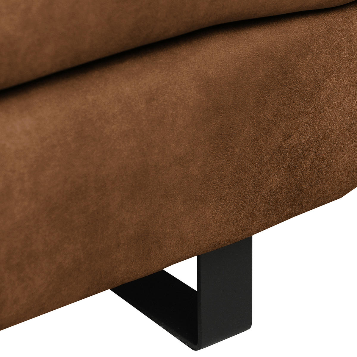 3-SITZER-SOFA in Mikrofaser Cognac  - Cognac/Schwarz, Design, Textil/Metall (218/78/88cm) - MID.YOU