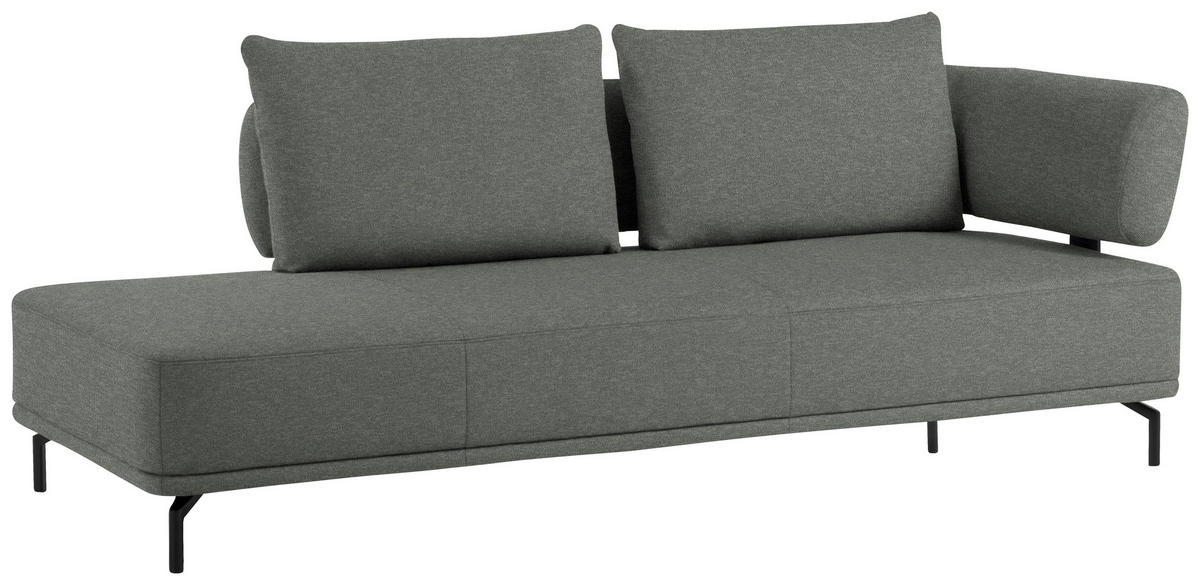 RÉCAMIERE in Flachgewebe Grau, Grün  - Schwarz/Grau, Design, Textil/Metall (227/89/101cm) - Dieter Knoll