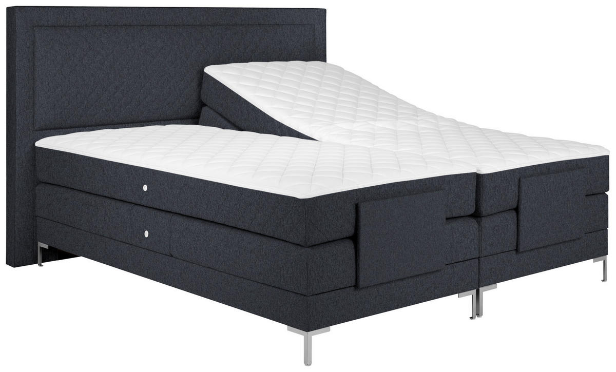 BOXSPRINGBETT 180/200 cm  in Graphitfarben  - Alufarben/Graphitfarben, Design, Textil/Metall (180/200cm) - Welnova