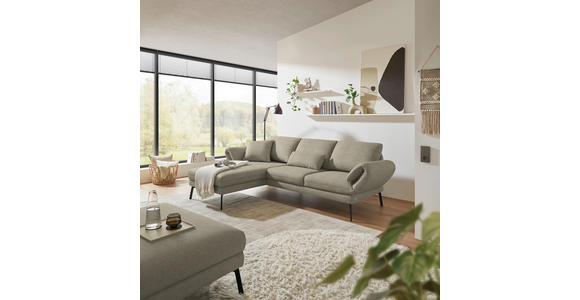 ECKSOFA  in Flachgewebe Sandfarben  175-224/255-365 cm  - Sandfarben/Schwarz, Design, Textil/Metall (175-224/255-365cm) - Dieter Knoll