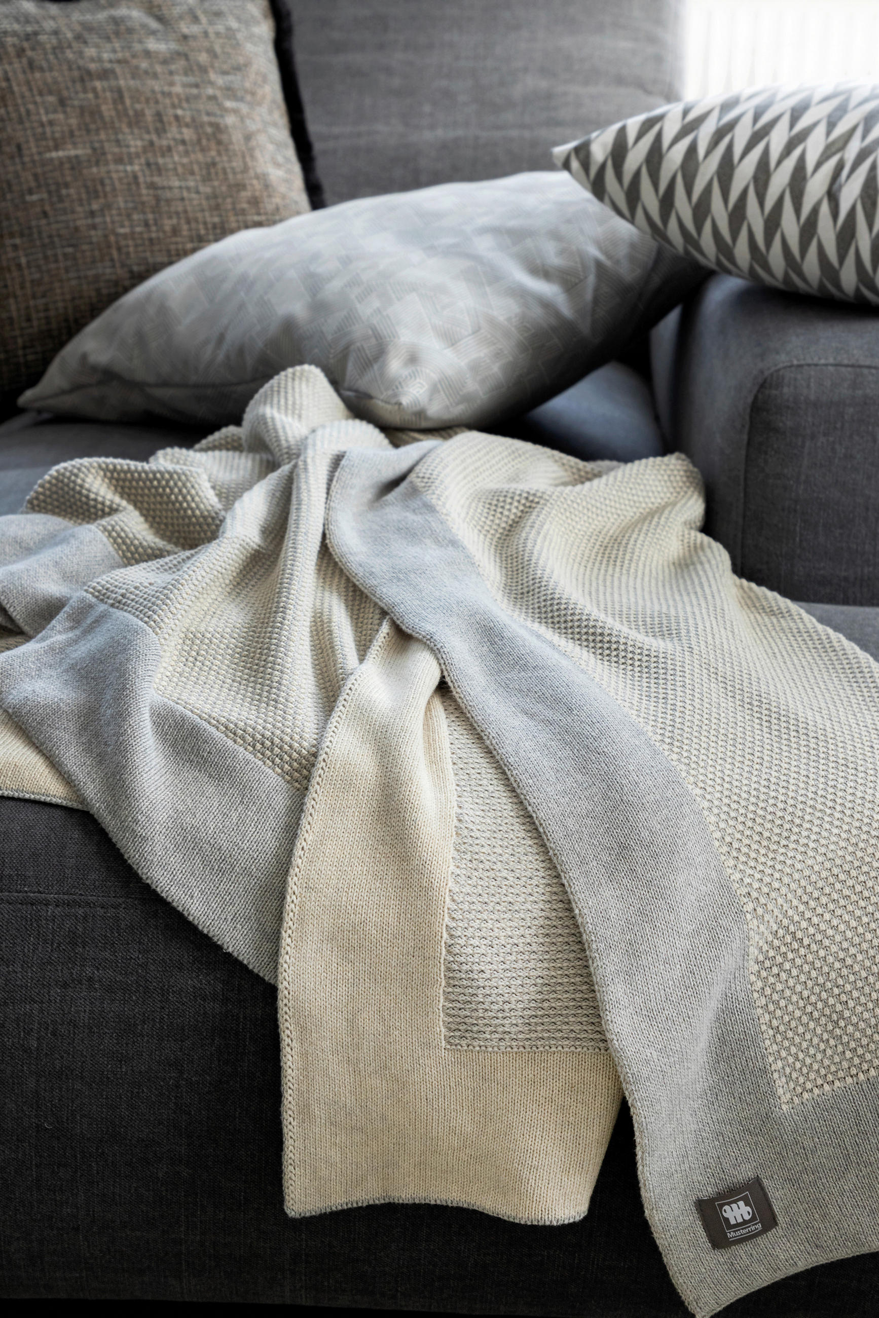 PLAID MR-KNIT 130/170 cm  - Beige/Grau, Design, Textil (130/170cm) - Musterring