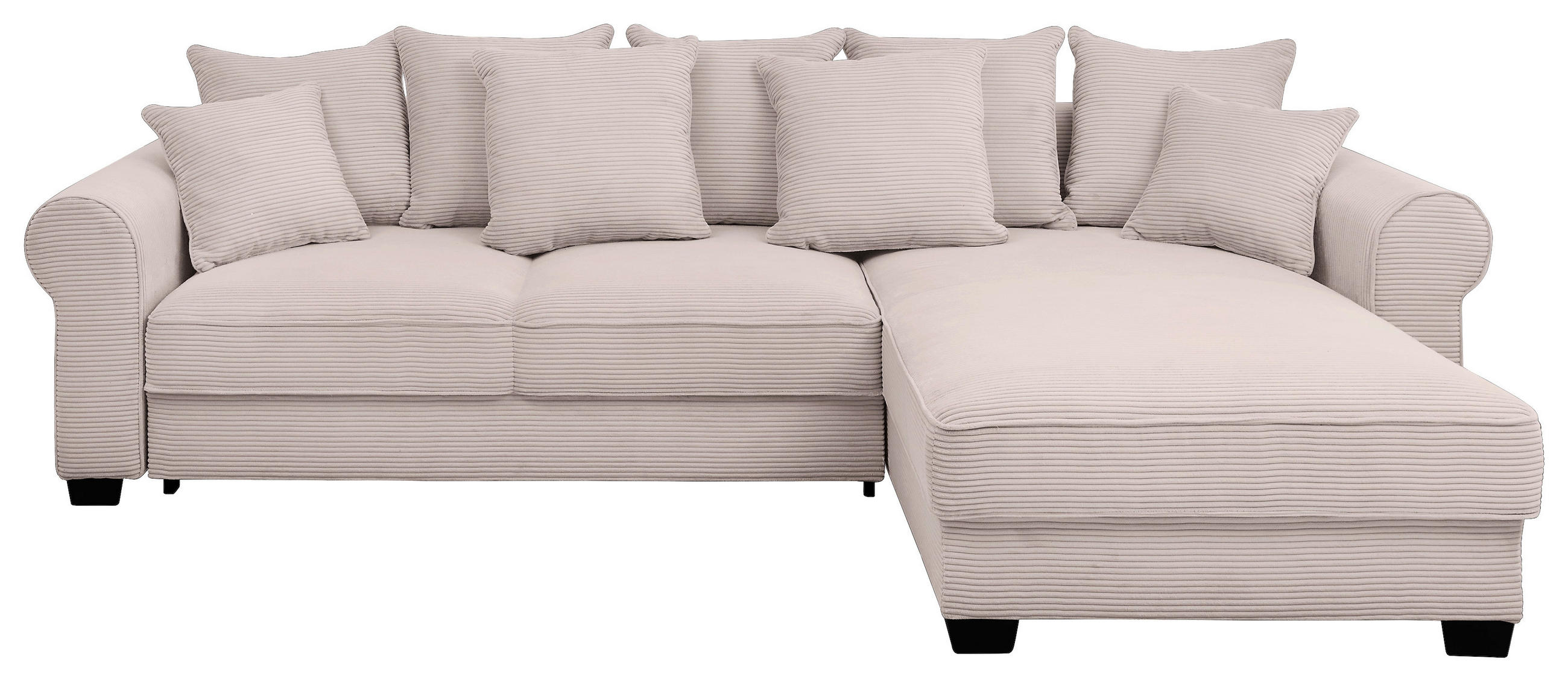 ECKSOFA Rosa Cord  - Schwarz/Rosa, KONVENTIONELL, Kunststoff/Textil (318/197cm) - Hom`in