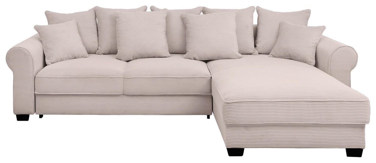 ECKSOFA in Cord Rosa  - Schwarz/Rosa, KONVENTIONELL, Kunststoff/Textil (318/197cm) - MID.YOU