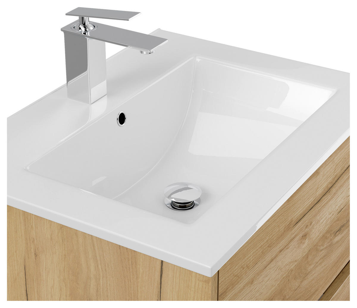 WASCHTISCHKOMBI 60 cm  - Eichefarben/Weiß, MODERN, Keramik/Holzwerkstoff (60cm) - MID.YOU