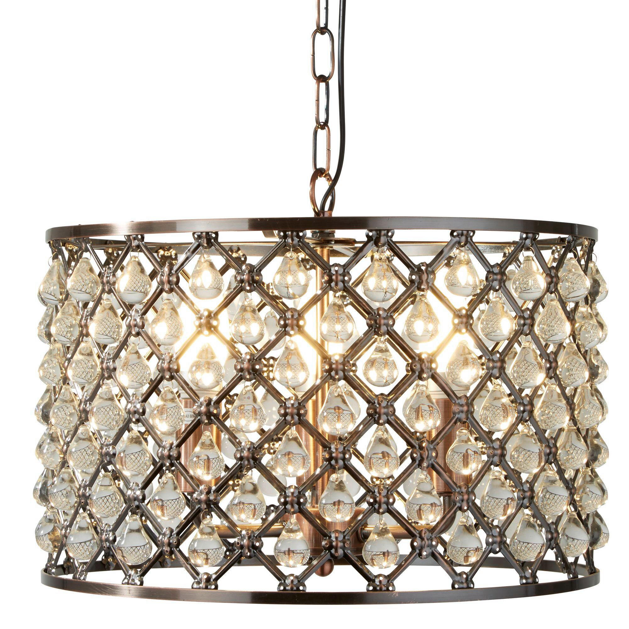 HÄNGLAMPA I KRISTALL Marquise 38/100 cm  - kopparfärgad, Lifestyle, metall/glas (38/100cm)