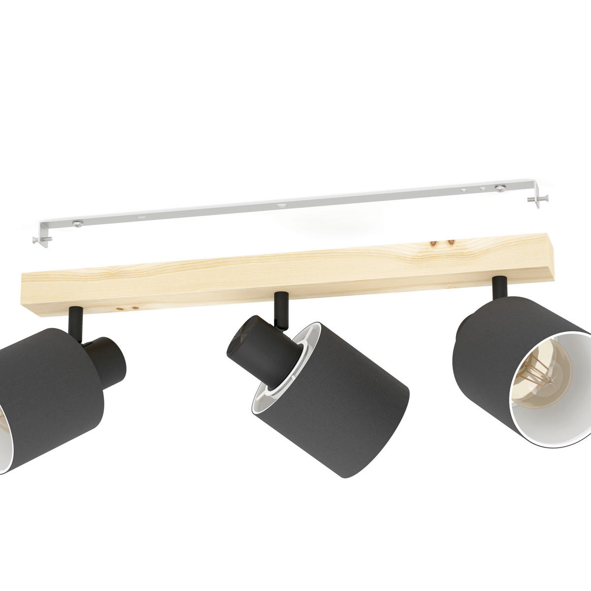 TAKSPOTLIGHT BATALLAS   - vit/brun, Natur, metall/trä (5/48cm) - Eglo