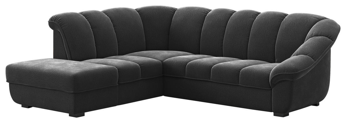 ECKSOFA Schwarz Chenille Bettkasten, Schlaffunktion, Rücken echt  - Schwarz, KONVENTIONELL, Kunststoff/Textil (222/260cm) - Welnova