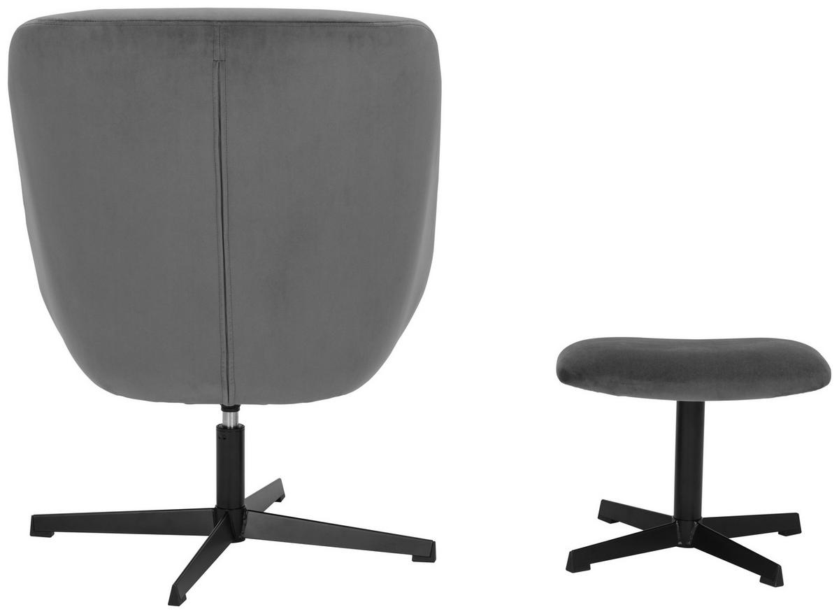 SESSELSET Samt Hocker    - Schwarz/Grau, MODERN, Textil/Metall (70/97/75cm) - MID.YOU