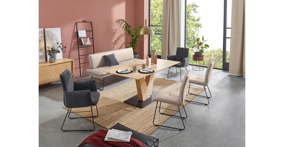 SITZBANK in Metall, Textil Schwarz, Greige  - Greige/Schwarz, Design, Textil/Metall (195/87/65cm) - Dieter Knoll