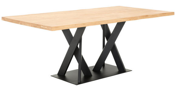 ESSTISCH in Holz 200/100/75 cm  - Schwarz, Design, Holz/Metall (200/100/75cm) - Linea Natura