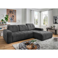 ECKSOFA VICARI Anthrazit Mikrofaser Kopfteilverstellung, Sitzvorzug  - Anthrazit/Schwarz, MODERN, Textil/Metall (292/185cm) - Livetastic