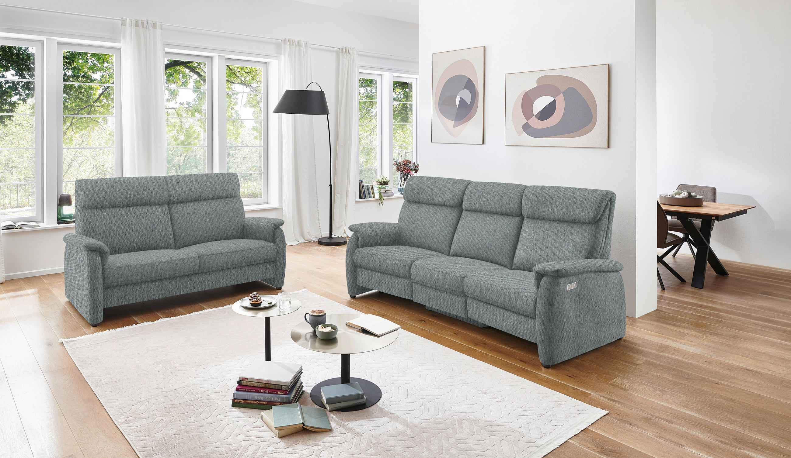 2,5-SITZER in Flachgewebe Grau  - Schwarz/Grau, KONVENTIONELL, Textil/Metall (178/107/97cm) - Pure Home Comfort