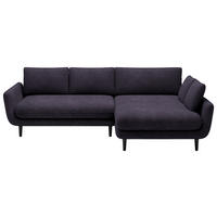 ECKSOFA in Velours Anthrazit  - Anthrazit/Schwarz, Design, Holz/Textil (260/167cm) - Welnova