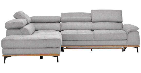 ECKSOFA  in Webstoff Creme Bettkasten, Schlaffunktion, Kopfteilverstellung  226/282 cm  - Creme/Schwarz, Natur, Holz/Textil (226/282cm) - Novel