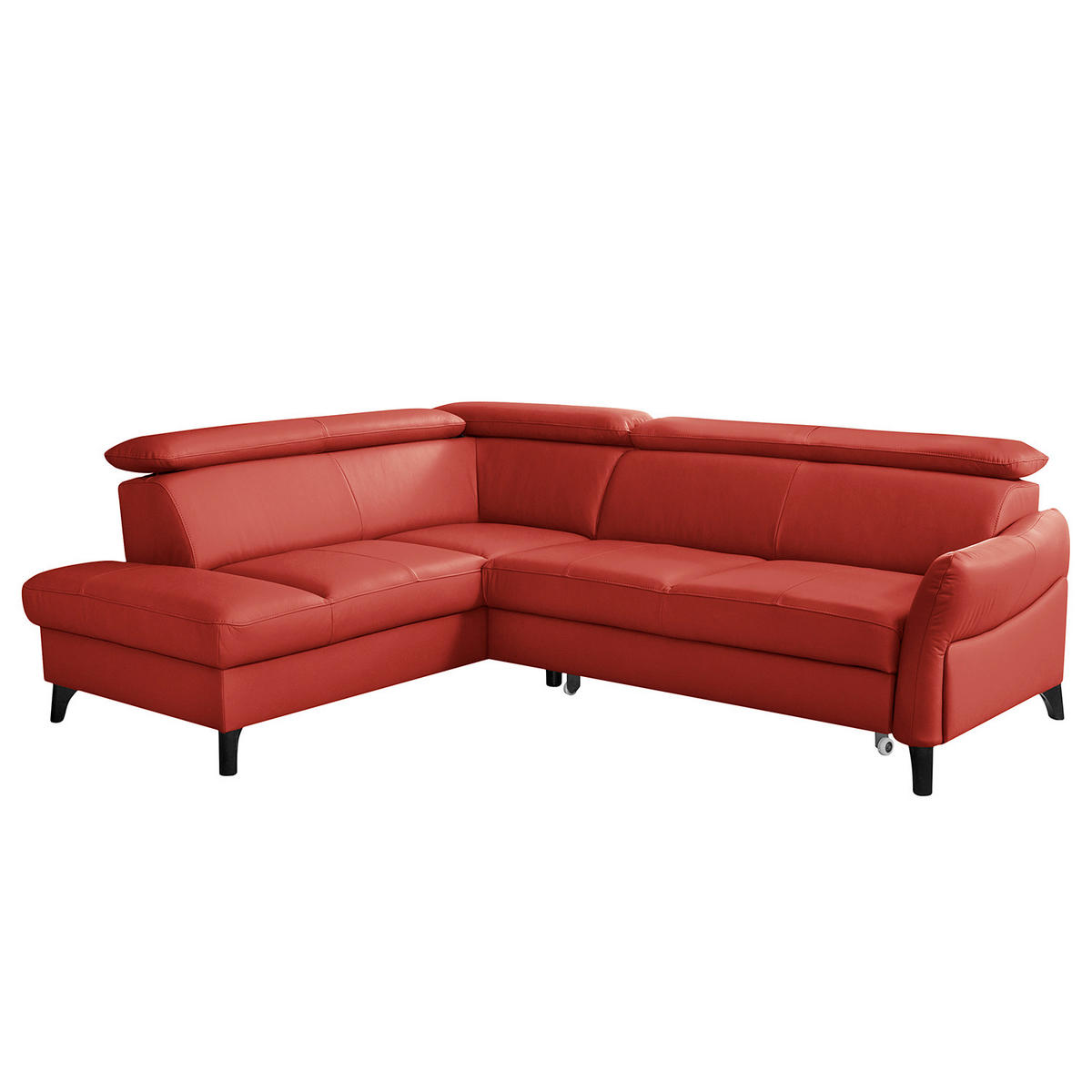 ECKSOFA  in Lederlook Echtleder Rot  - Rot/Schwarz, Design, Leder/Holz (199/244cm) - Livetastic