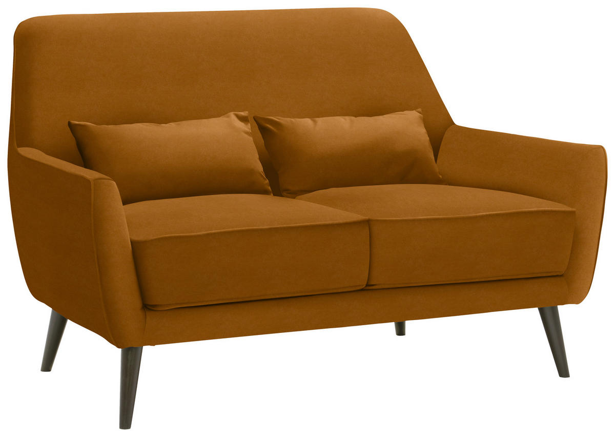 2-SITS SOFFA i textil gul  - svart/gul, Modern, trä/textil (135/86/80cm) - MID.YOU