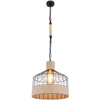 HÄNGELEUCHTE 35/135 cm   - Schwarz/Braun, Basics, Naturmaterialien/Metall (35/135cm) - Globo