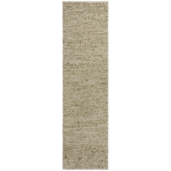 HANDWEBTEPPICH 60/230 cm MINERALS Grün, Creme  - Creme/Grün, KONVENTIONELL, Textil (60/230cm)