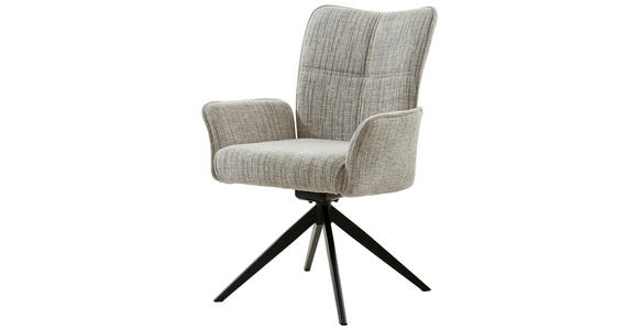 ARMLEHNSTUHL  Wippfunktion, Sitzfläche 360° drehbar, inklusive Armlehnen Webstoff  - Schwarz/Braun, Design, Textil/Metall (66/90,5/66cm) - Carryhome