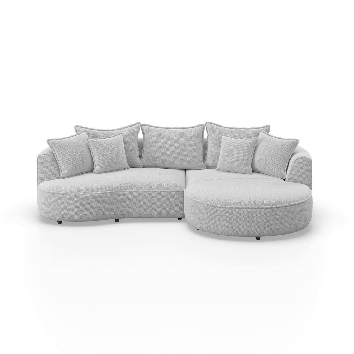 ECKSOFA LEVI Grauweiß Velours, Struktur  - Grauweiß/Schwarz, MODERN, Kunststoff/Textil (287/168cm) - Livetastic