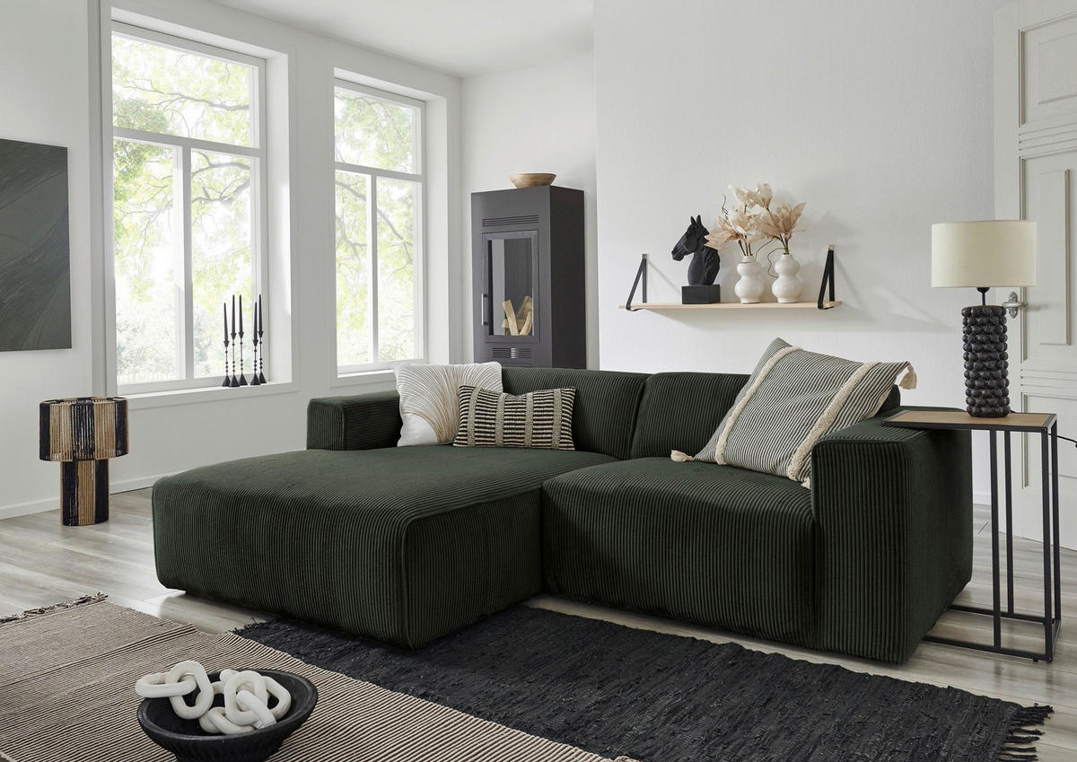 HÖRNSOFFA i manchester skogsgrön  - skogsgrön/svart, Design, textil/plast (161/234cm) - Livetastic