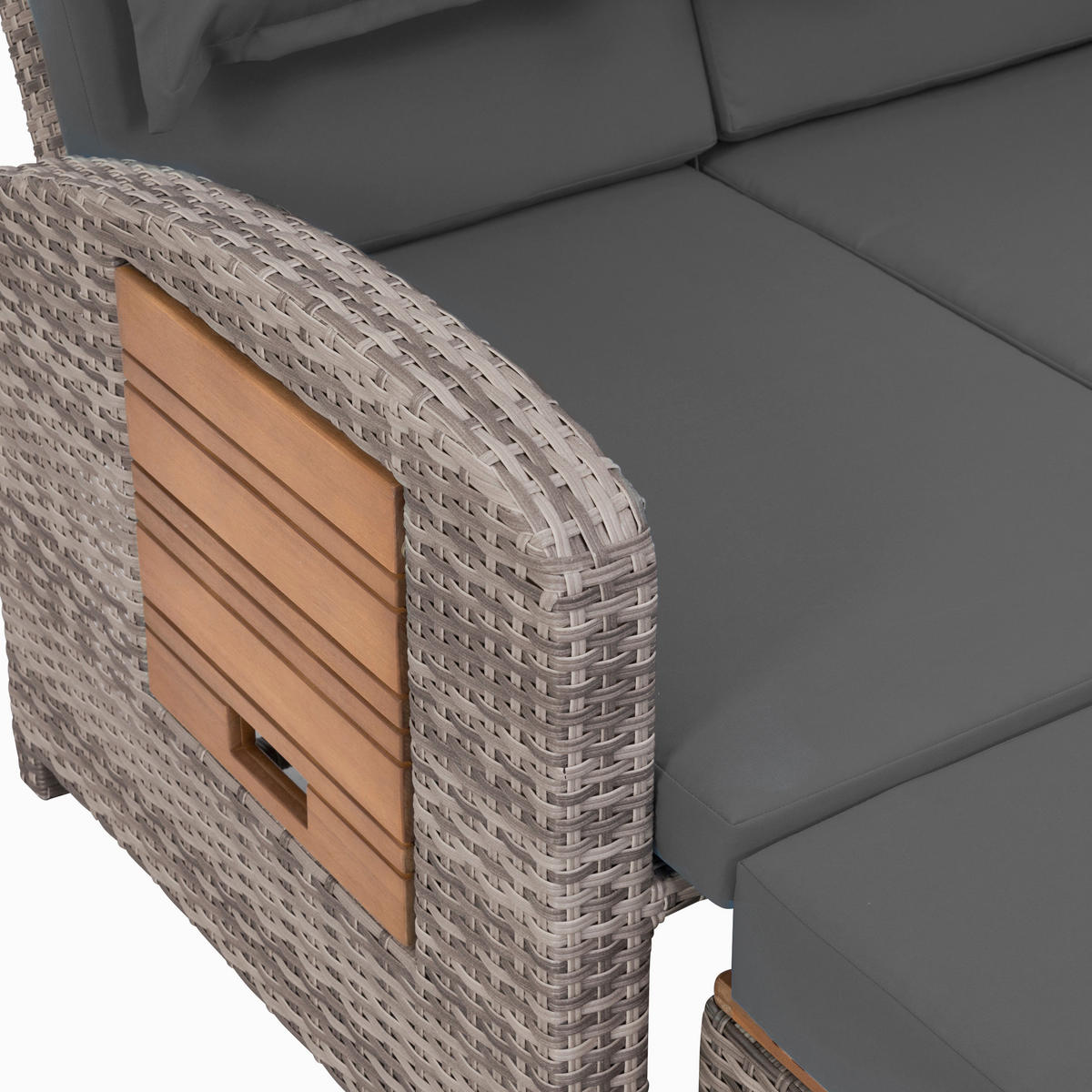 LOUNGEGARNITUR   117/93/74 cm Teakholz Stahl  - Grau, Basics, Holz/Textil (117/93/74cm) - Gardenson