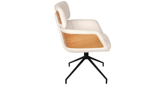 ARMLEHNSTUHL  Wippfunktion, Sitzfläche 360° drehbar, automatische Rückholfunktion Webstoff  - Eichefarben/Creme, Design, Holz/Textil (62/92/66cm) - Dieter Knoll