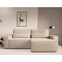 ECKSOFA BRAZIL MINI L Hellbraun Rückenkissen, Schlaffunktion, Stauraum  - Hellbraun/Schwarz, Design, Textil (248/162cm) - MID.YOU