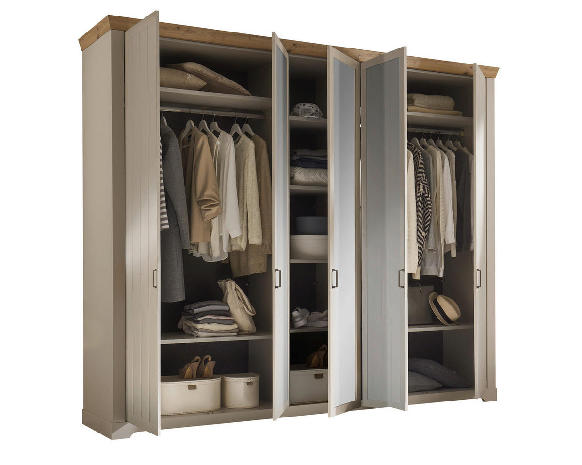 DREHTÜRENSCHRANK  in Champagner, Eiche Artisan  - Champagner/Bronzefarben, LIFESTYLE, Glas/Holzwerkstoff (272/228/60cm) - Landscape