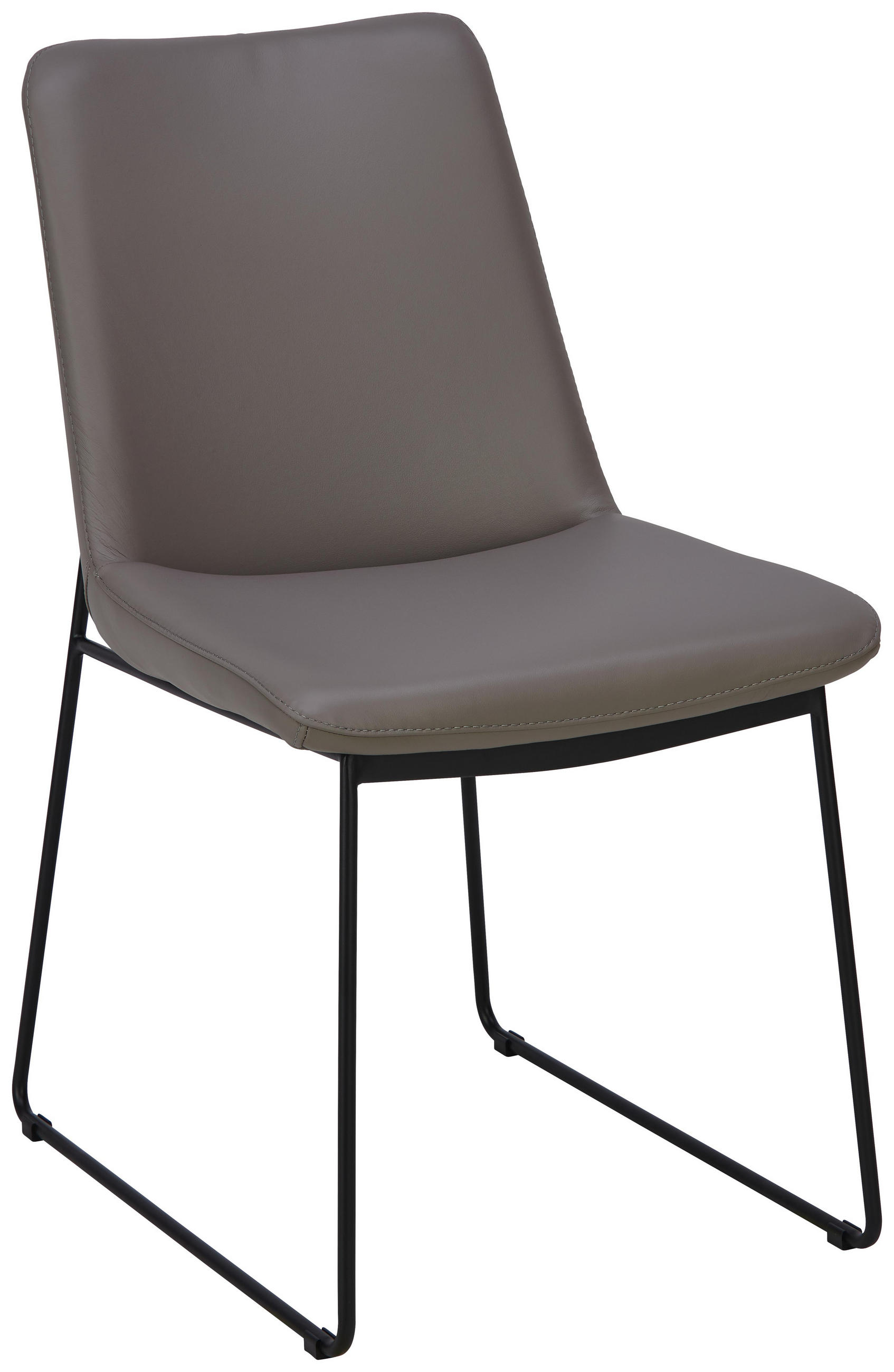 Stuhl in Metall, Leder Grau, Schwarz