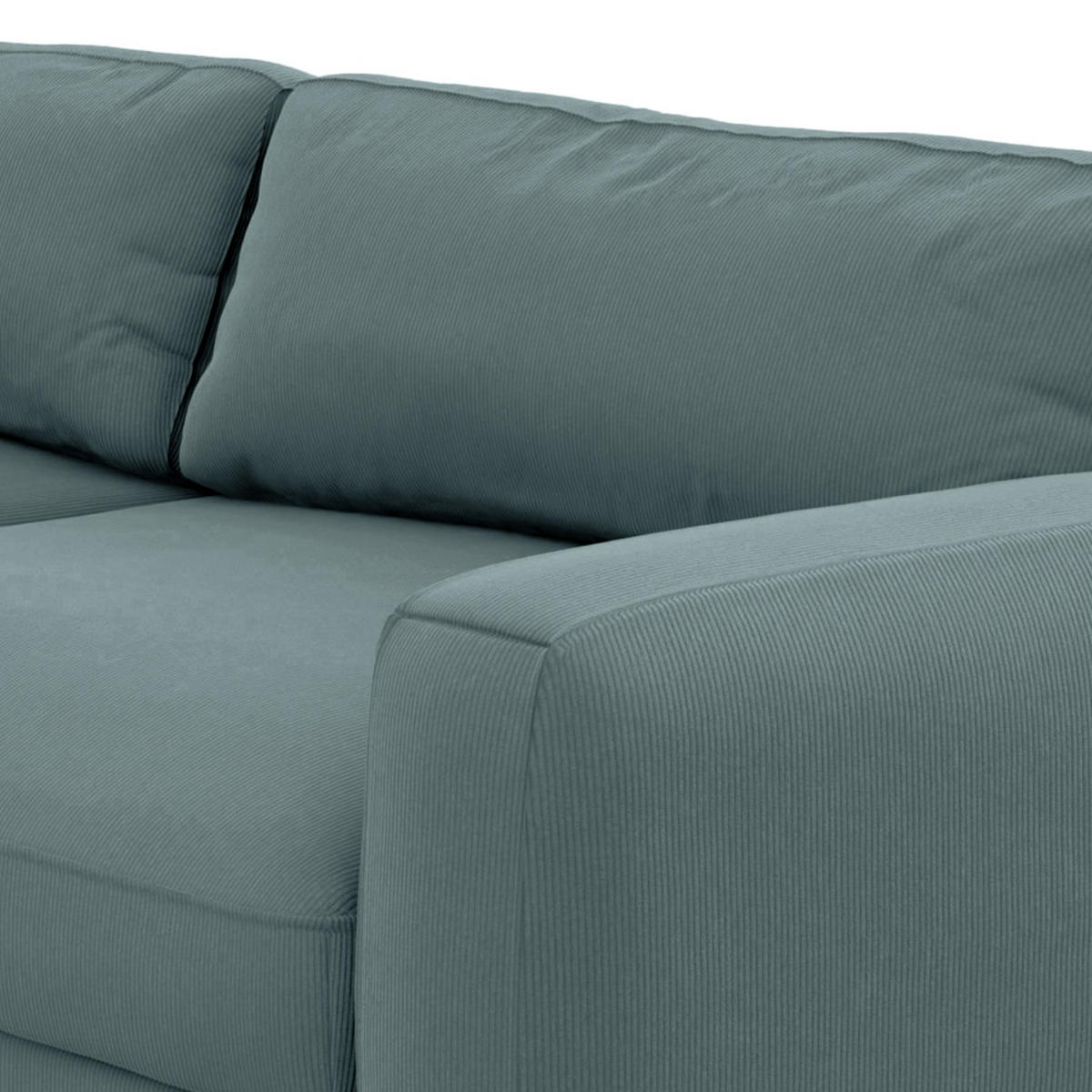 BIGSOFA in Cord Blaugrau  - Blaugrau/Schwarz, Modern, Kunststoff/Textil (264/84/125cm) - Trendmanufaktur