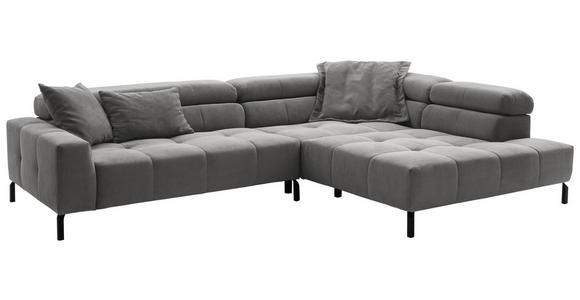 ECKSOFA Dunkelgrau Cord  - Dunkelgrau/Schwarz, KONVENTIONELL, Textil/Metall (311/219cm) - Hom`in