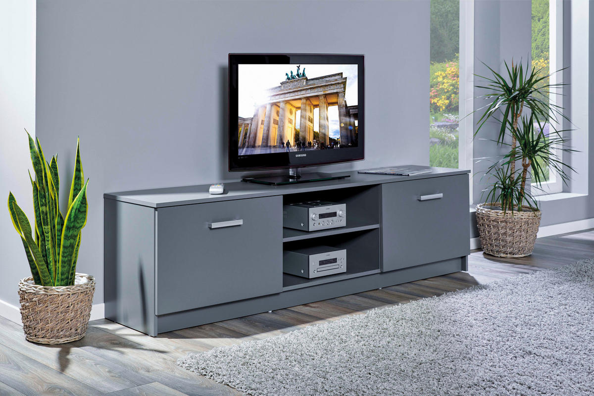 TV-ELEMENT - Graphitfarben/Silbereichenfarben, Basics, Holzwerkstoff/Metall (180/50,8/40cm) - MID.YOU