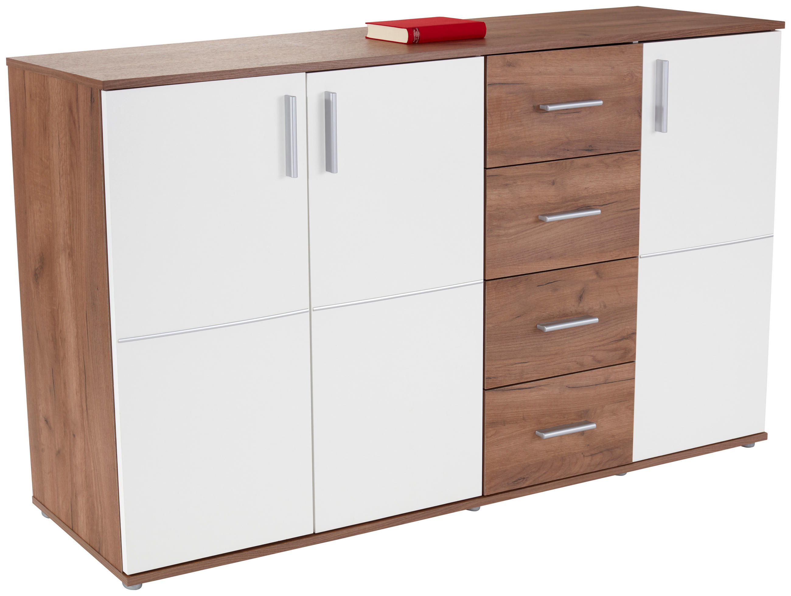 Kommode B: 175,6 cm Ina, Kraft Eiche Dekor/Weiß