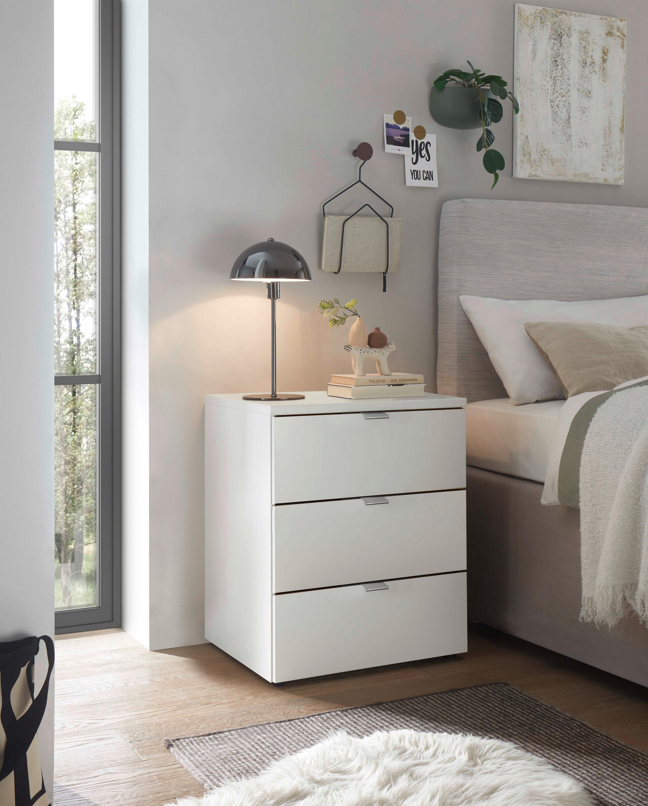 NACHTSCHRANK 50/59,2/43 cm  - Silberfarben/Schwarz, Basics, Holzwerkstoff/Kunststoff (50/59,2/43cm) - Dieter Knoll