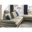 ECKSOFA in Echtleder Hellgrau  308/195 cm  - Hellgrau/Schwarz, Design, Leder/Metall (308/195cm) - Dieter Knoll