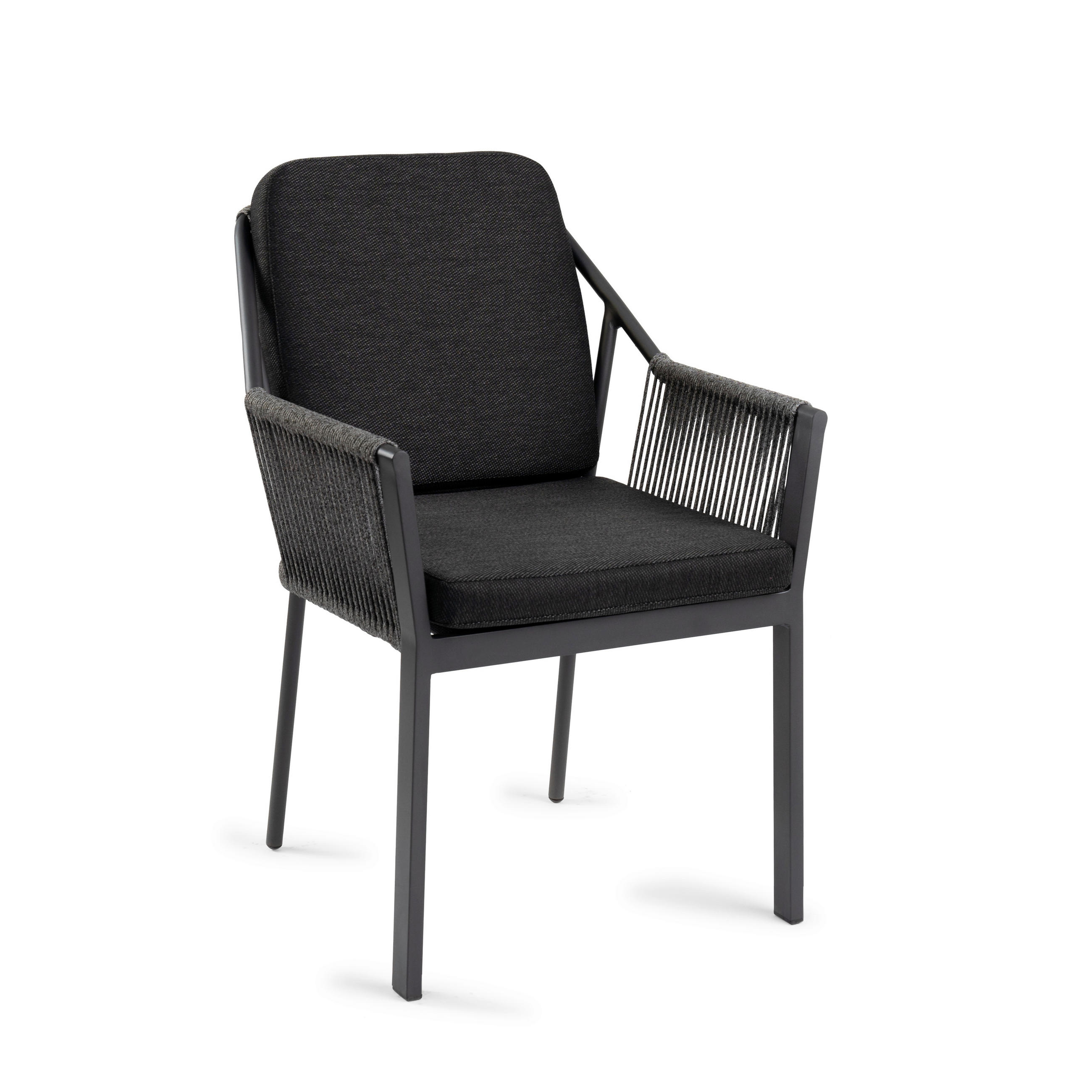 STAPELSTUHL Metall, Textil Schwarz  - Schwarz, Modern, Textil/Metall (58/81/61cm) - Tierra Outdoor