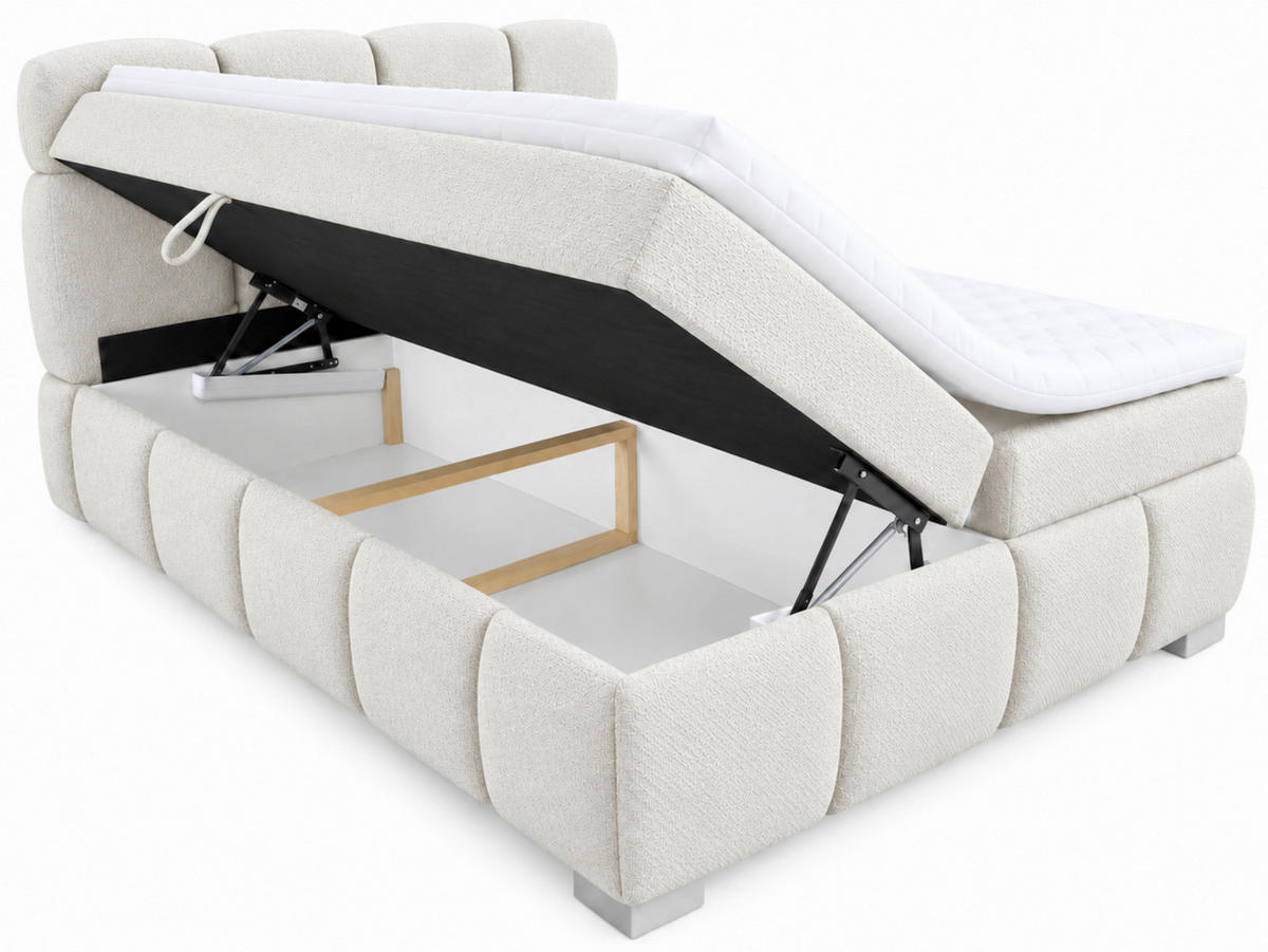 BOXBETT 180/200 cm,  in Perlmutt, Bettkasten, Topper,  - Chromfarben/Perlmutt, MODERN, Holz/Kunststoff (180/200cm) - MID.YOU