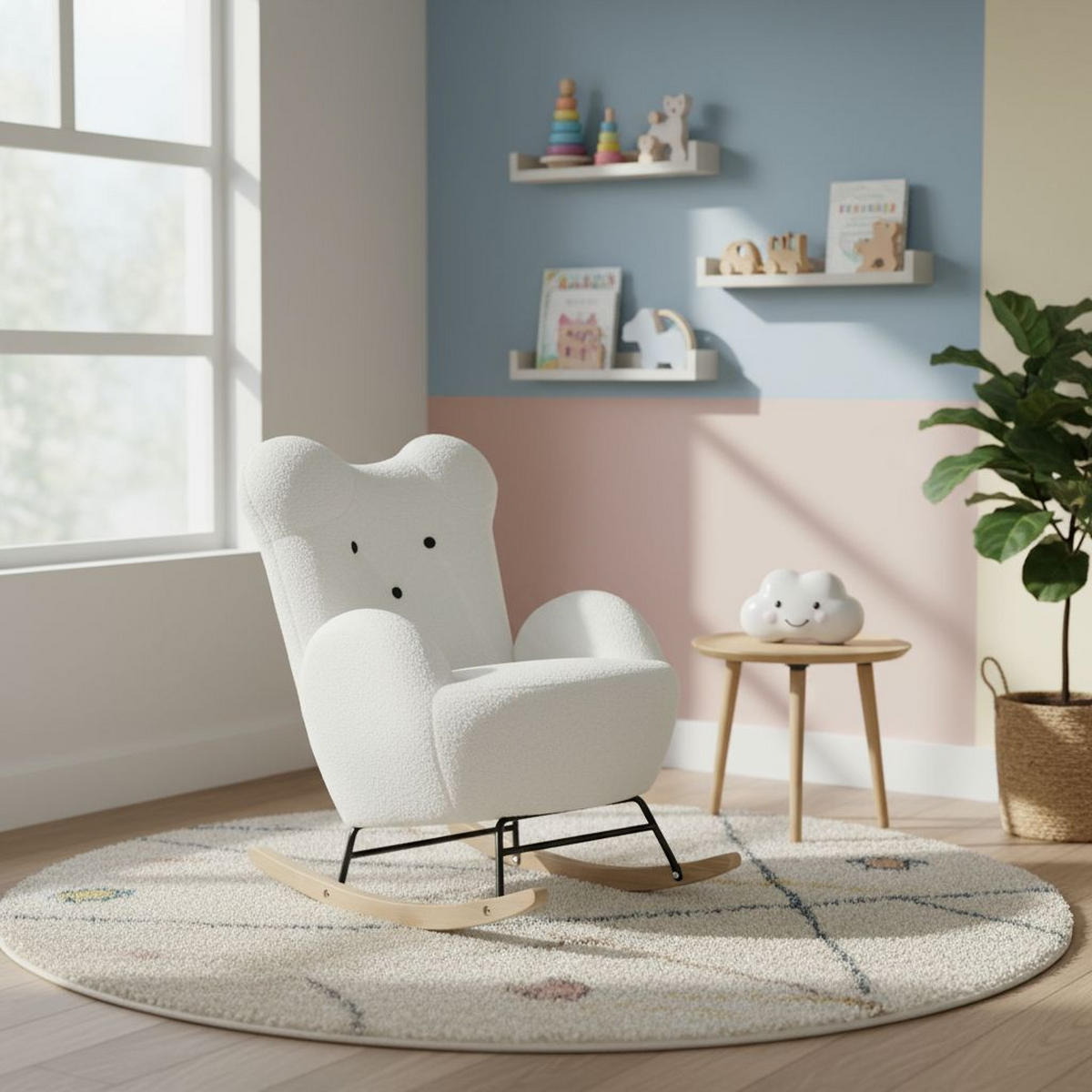 DETSKÁ HOJDACIA STOLIČKA biela  - biela, Basics, kov/drevo (59/70/62cm) - Livetastic