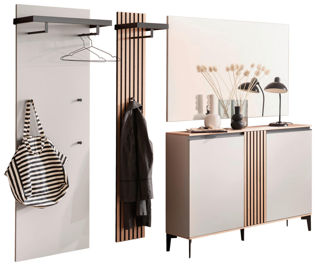 GARDEROBE 4-teilig  in 265/200/30 cm  - Eichefarben/Grau, Design, Holz/Holzwerkstoff (265/200/30cm) - Moderano