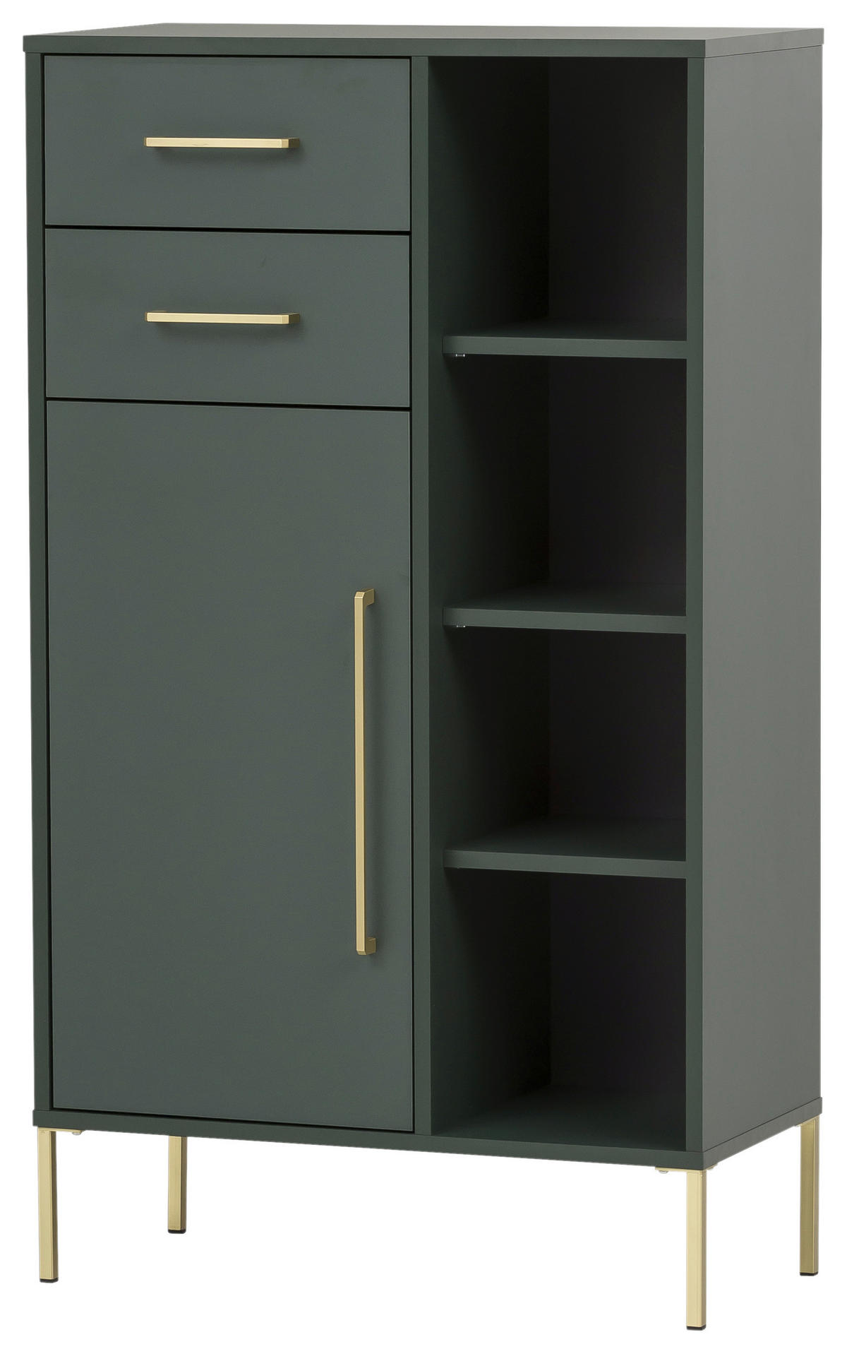 STREDNE VYSOKÁ SKRINKA, 67,1/117,4/33,1 cm - zlatá/lesná zelená, Modern, kov/kompozitné drevo (67,1/117,4/33,1cm) - Stylife