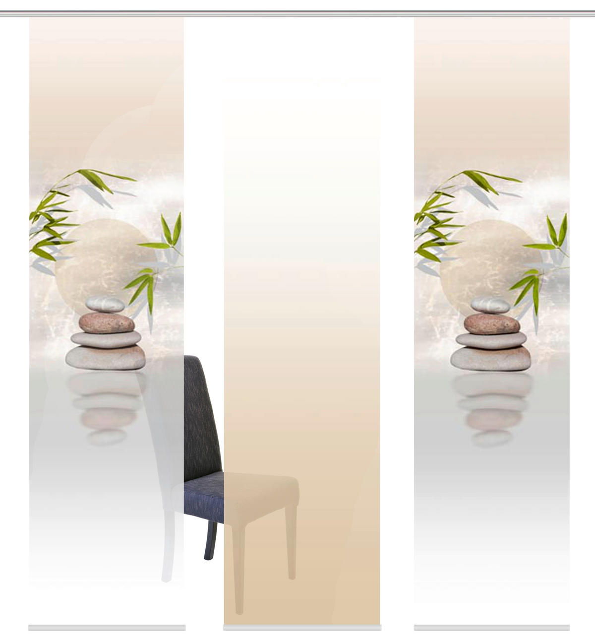 FLÄCHENVORHANG  3 Stück  halbtransparent   60/245 cm  - Naturfarben, Design, Textil (60/245cm)