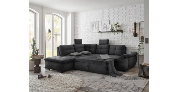 ECKSOFA  in Mikrovelours Schwarz  - Schwarz, KONVENTIONELL, Kunststoff/Textil (217/265cm) - Carryhome
