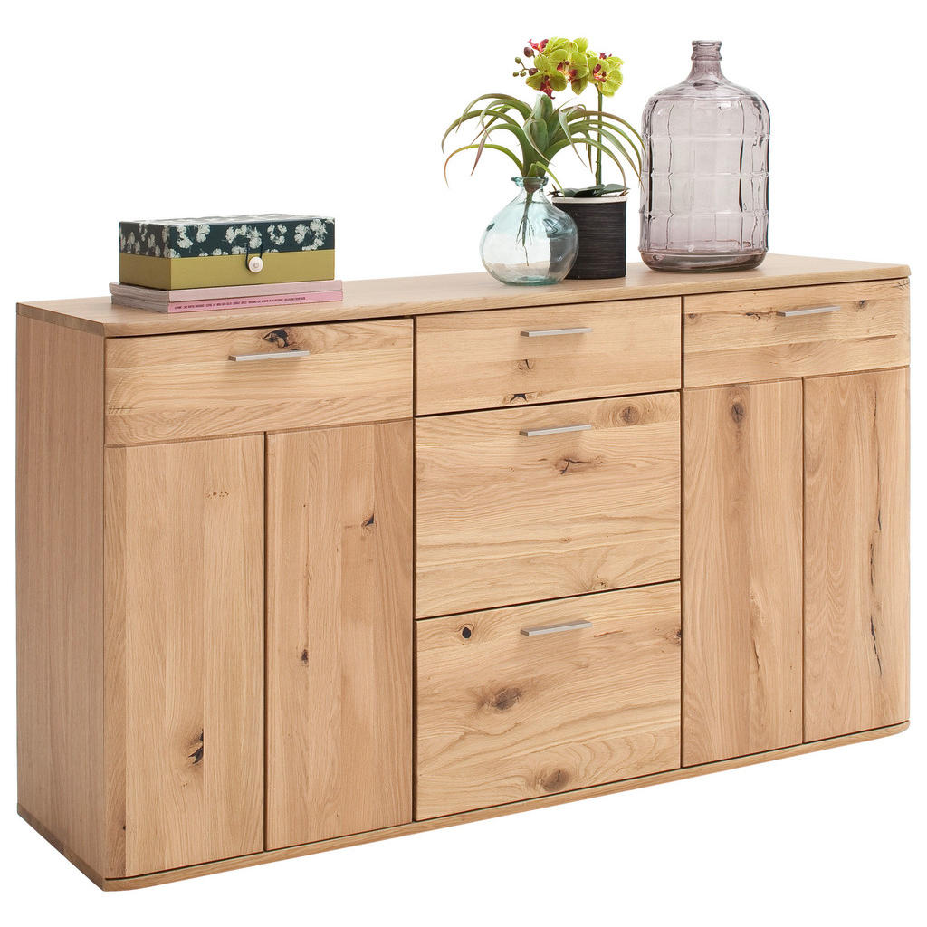 Thumbnail - Xxxl Sideboard, Eiche, Metall, Balkeneiche, furniert, teilmassiv, 3 Schubladen, 150x84x44 cm, stehend, Schlafzimmer, Sch...