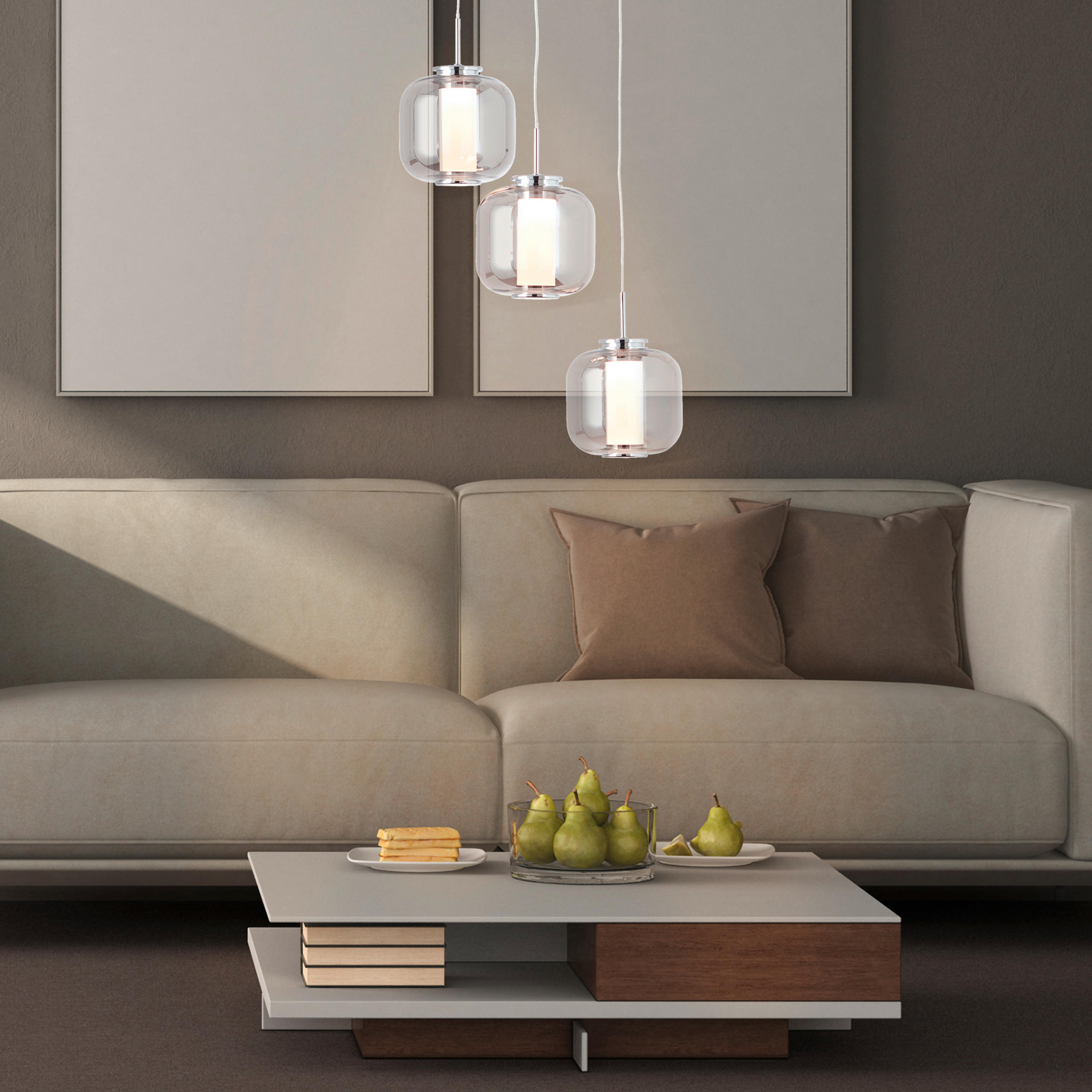 LED-HÄNGELEUCHTE 22/125 cm    - Chromfarben/Grau, Design, Glas/Kunststoff (22/125cm) - Brilliant