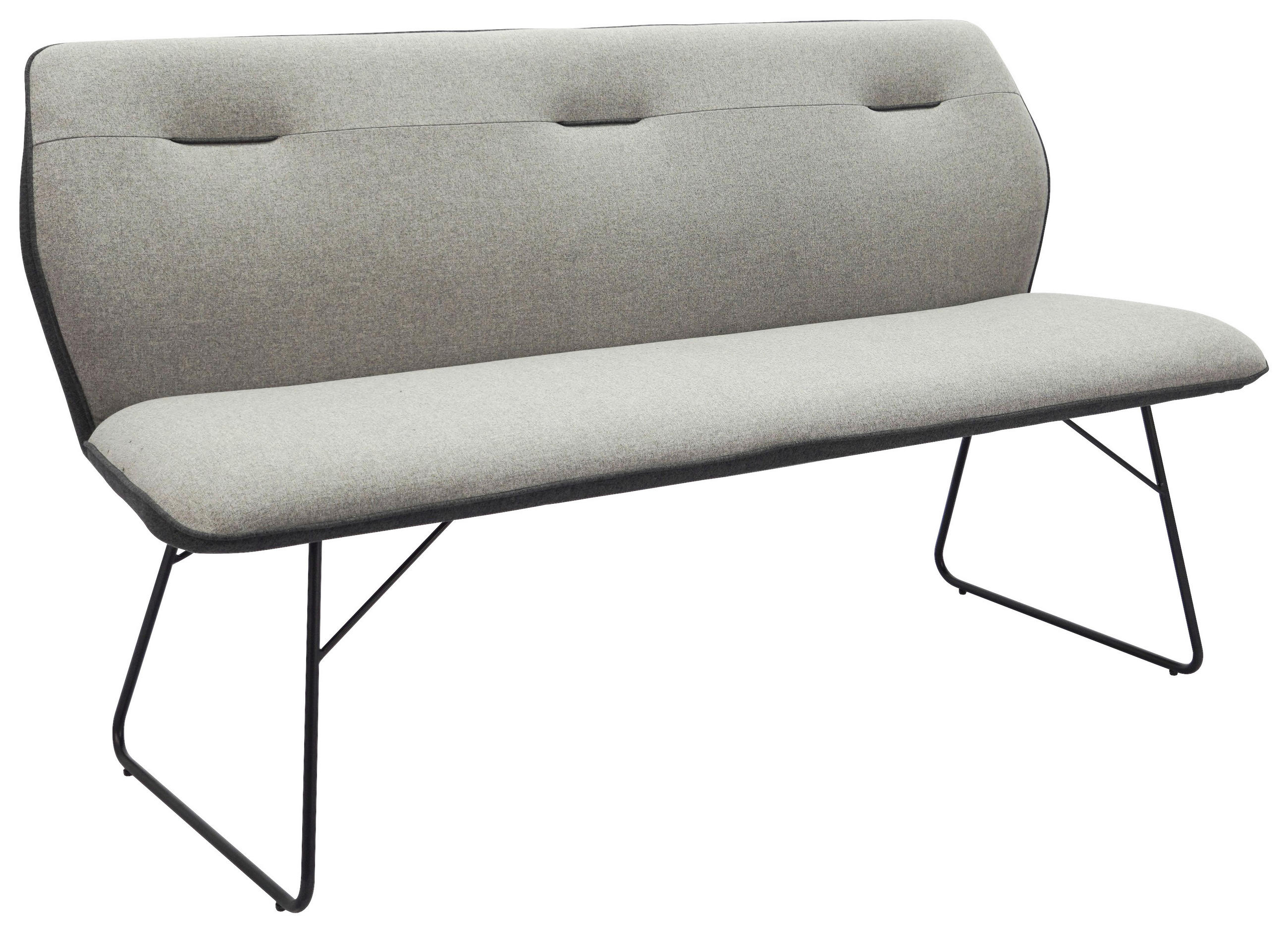 SITZBANK 156/88/62 cm Webstoff Schwarz, Hellgrau, Dunkelgrau  - Dunkelgrau/Hellgrau, Design, Textil/Metall (156/88/62cm) - Novel