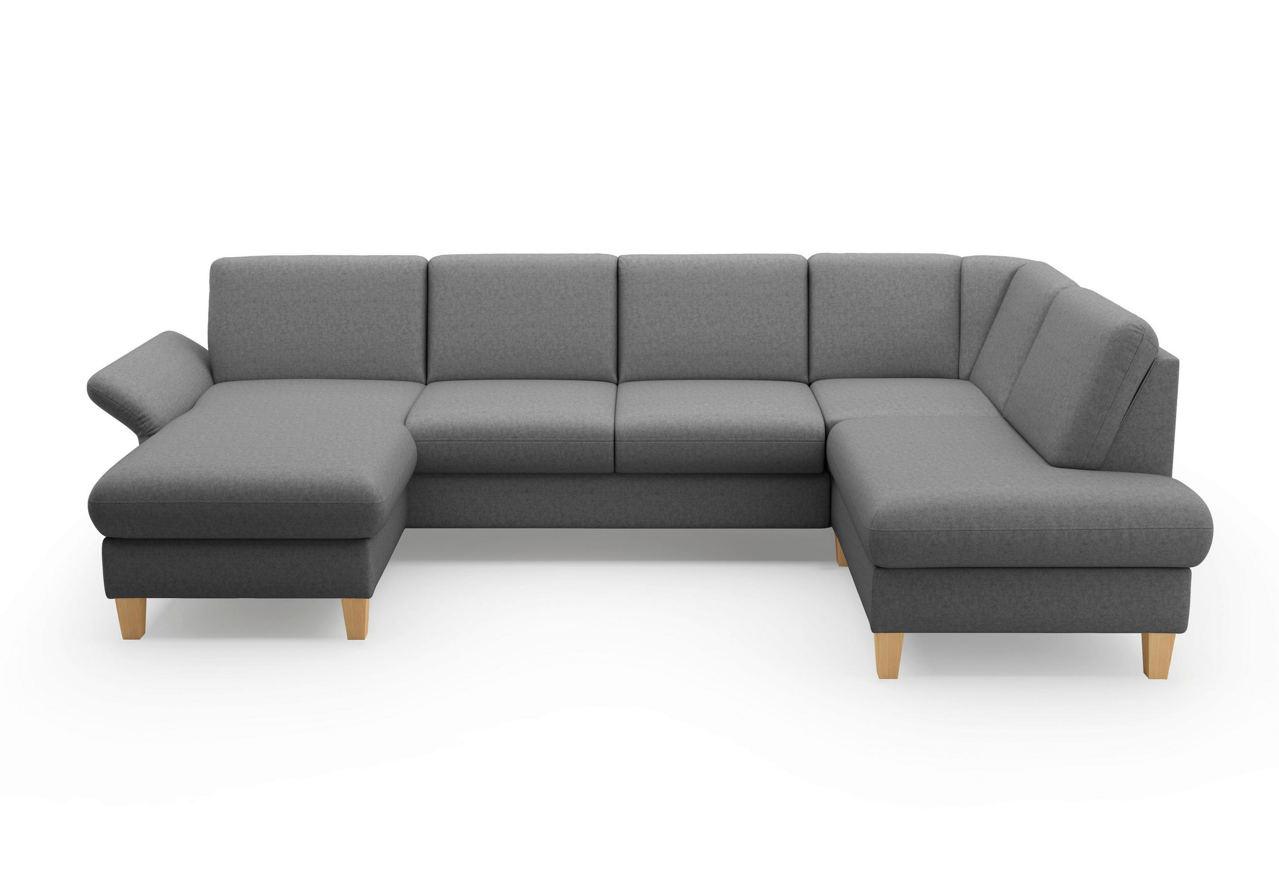 WOHNLANDSCHAFT Dunkelgrau Flachgewebe  - Eichefarben/Dunkelgrau, KONVENTIONELL, Holz/Textil (164/314/195cm) - Sit & More