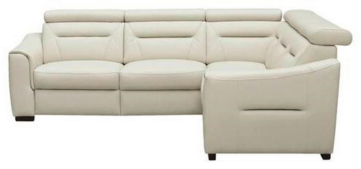 ECKSOFA Creme Echtleder Lederlook Schlaffunktion, Rücken echt, Relaxfunktion, Kopfteilverstellung  - Wengefarben/Creme, Design, Leder/Holz (260/260cm) - Celina Home