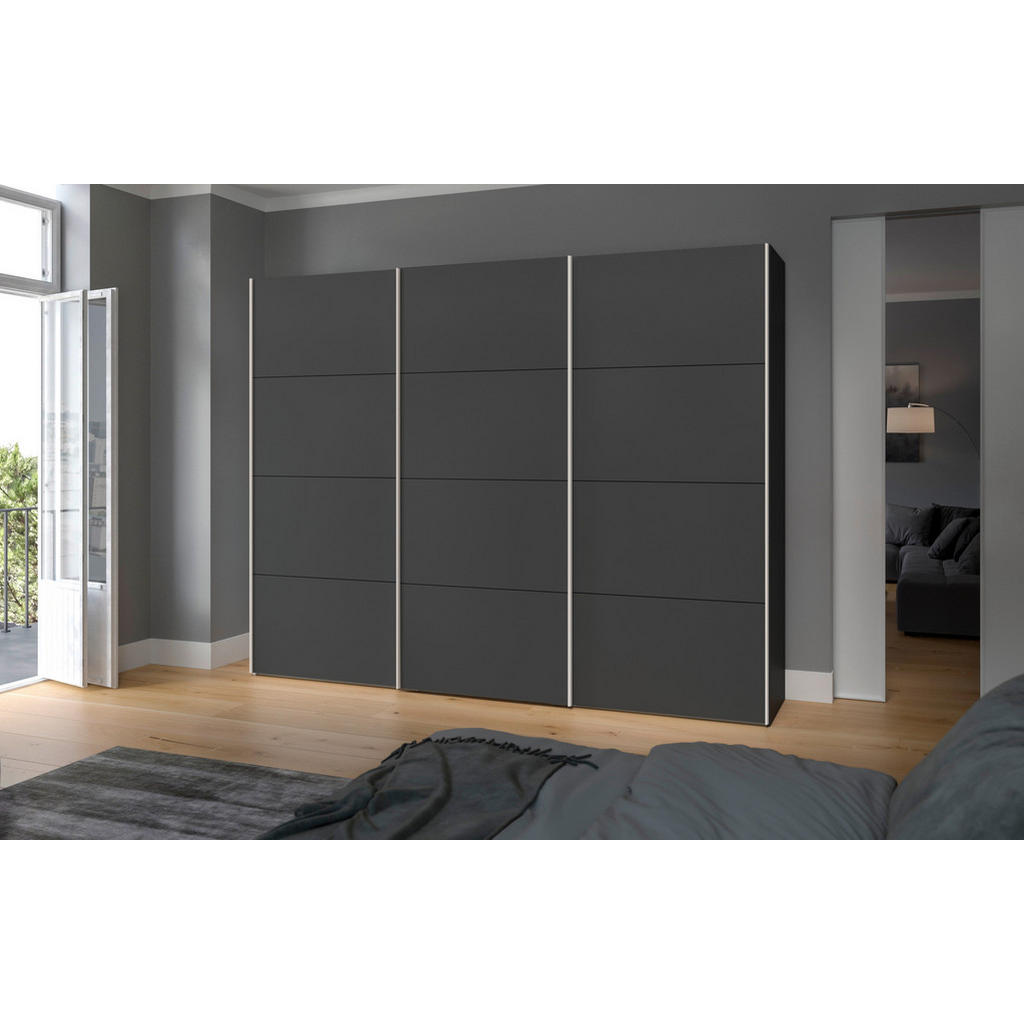 Thumbnail - Boxxx Schwebetürenschrank, Anthrazit, Schwarz, Holzwerkstoff, 3 Fächer, 303x236x65 cm, erweiterbar, Beimöbel erhältlich,...
